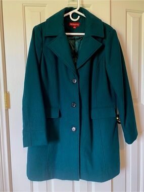 Merona Women's Forest Green Single-Breasted Wool Coat Size XL